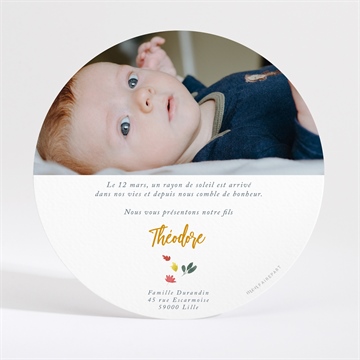 Faire-part naissance petit roi rond - Dos du faire-part