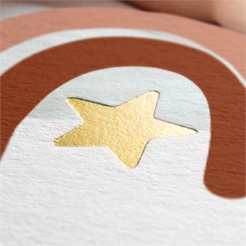 Faire-part naissance arc en ciel dorure - Détail du faire-part