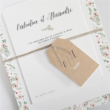 Faire-part mariage fraicheur d'été superposition - Détail du faire-part