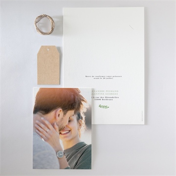 Faire-part mariage fraicheur d'été superposition - Vue d'ensemble verso