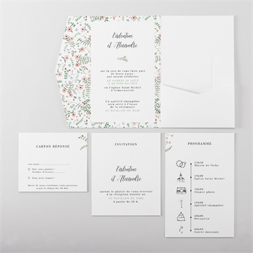 Faire-part mariage fraicheur d'été pocketfold - Vue d'ensemble intérieur