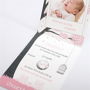 Faire-part naissance elle est si chouette! plié - Intérieur du faire-part gratté