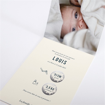 Faire-part naissance baby love pli décalé - Intérieur du faire-part gratté