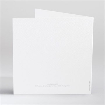 Faire-part naissance tendre signature gaufrage - Dos du faire-part