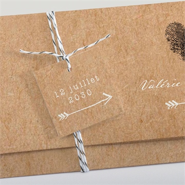 Faire-part mariage coeur croisé pochette - Détail du faire-part