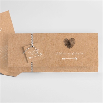 Faire-part mariage coeur croisé pochette - Faire-part entier