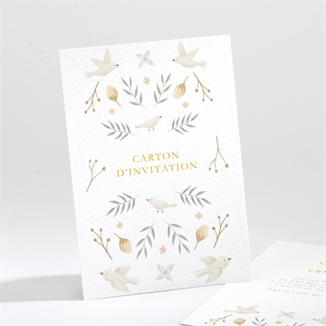 Carton d'invitation mariage céleste dorure