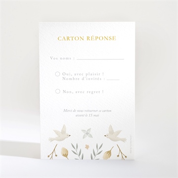 Carton réponse mariage céleste dorure