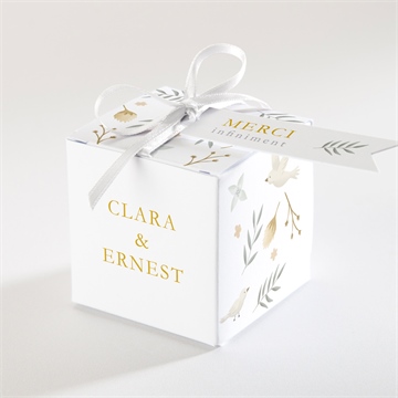 Boîte de dragées mariage céleste dorure