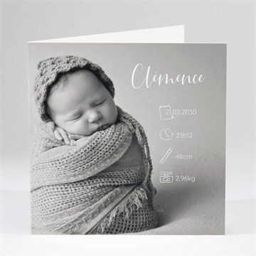 Faire-part naissance mes petits pictos carré pliée
