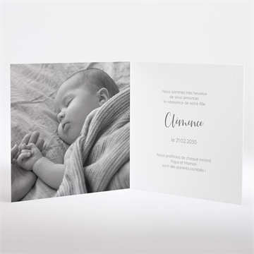 Faire-part naissance mes petits pictos carré pliée - Intérieur du faire-part