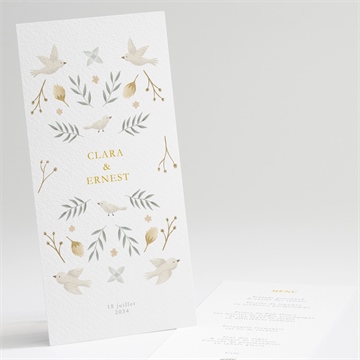 Menu mariage céleste dorure