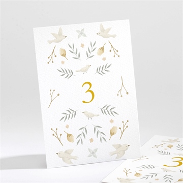 Numéro de table mariage céleste dorure