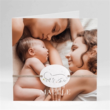 Faire-part naissance simple incrustation ensemencée