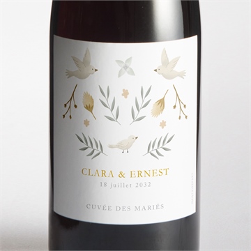 Etiquette de bouteille mariage céleste dorure