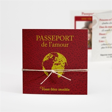 Faire-part mariage passeport de l'amour accordéon