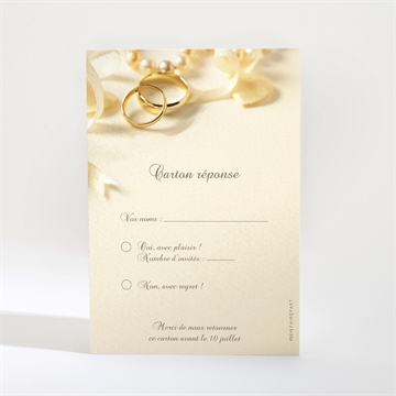 Carton réponse mariage alliances fond crème dorure