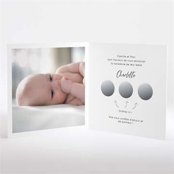 Faire-part naissance mon petit pola carré plié - Intérieur du faire-part
