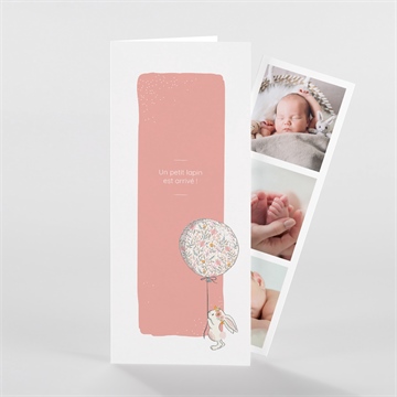 Faire-part naissance tendre lapin photomaton