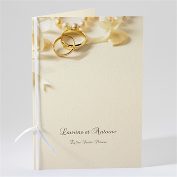 Livret de messe mariage alliances fond crème dorure