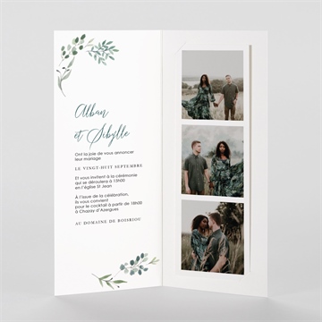 Faire-part mariage bouquet provençal photomaton - Intérieur du faire-part