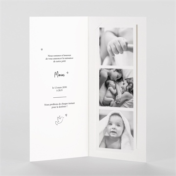 Faire-part naissance dans la lune photomaton - Intérieur du faire-part