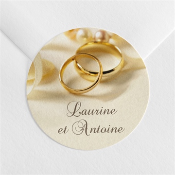 Sticker mariage alliances fond crème dorure