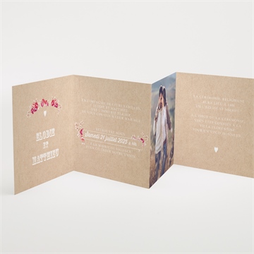 Faire-part mariage a l'aventure accordéon ! - Intérieur du faire-part