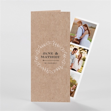 Faire-part mariage kraft en folie photomaton