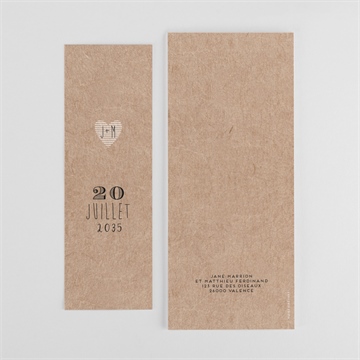 Faire-part mariage kraft en folie photomaton - Dos du faire-part