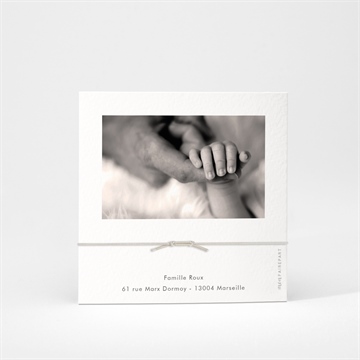 Faire-part naissance portrait intimiste bracelet - Dos du faire-part