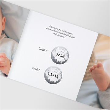 Faire-part naissance etincellant accordéon - Détail du faire-part