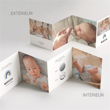 Faire-part naissance etincellant accordéon - Vue d'ensemble