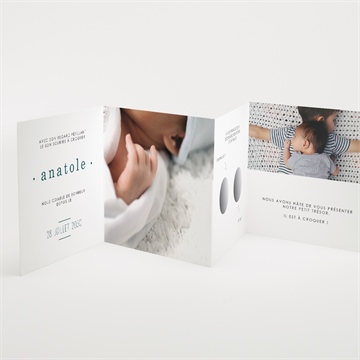 Faire-part naissance vert emeraude à gratter - Intérieur du faire-part non gratté