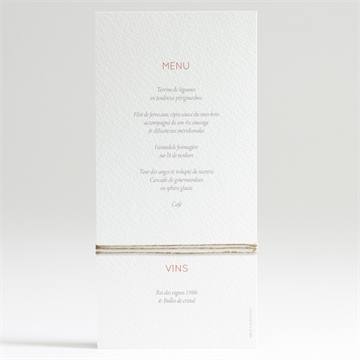 Menu mariage son eclat - Dos du menu