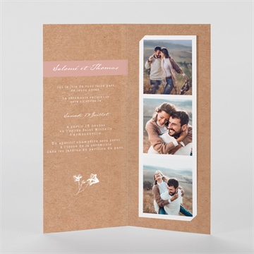 Faire-part mariage lierre grimpant photomaton - Intérieur du faire-part