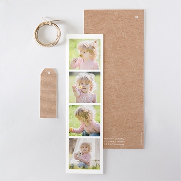 Faire-part de baptême pele mele photo original trio - Dos du faire-part