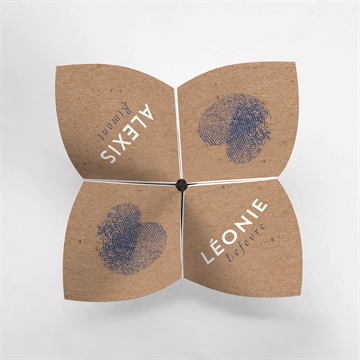 Faire-part mariage uniques empreintes origami - Vue du dessus