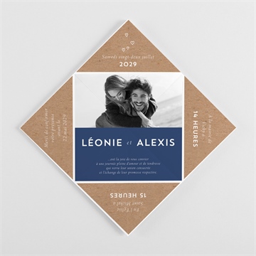 Faire-part mariage uniques empreintes origami - Intérieur de la cocotte pliée