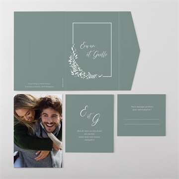 Faire-part mariage elégante poésie pocketfold - Vue ensemble extérieur
