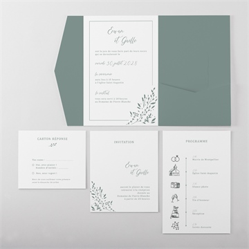 Faire-part mariage elégante poésie pocketfold - Vue d'ensemble intérieur