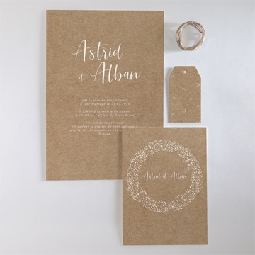 Faire-part mariage couronnés d'etoiles superposé - Vue d'ensemble recto