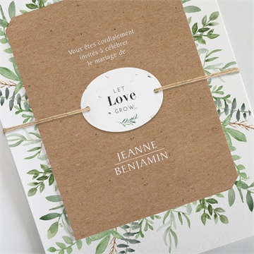 Faire-part mariage love power ensemencé - Détail du faire-part
