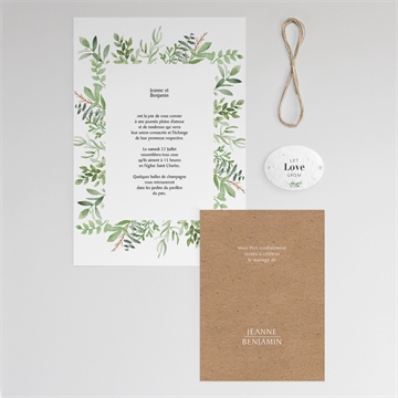 Faire-part mariage love power ensemencé - Vue d'ensemble