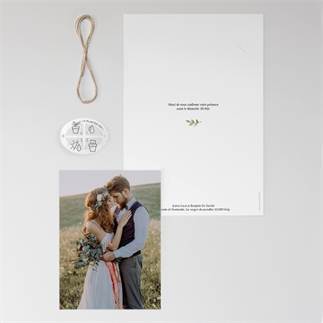 Faire-part mariage love power ensemencé - Vue d'ensemble verso