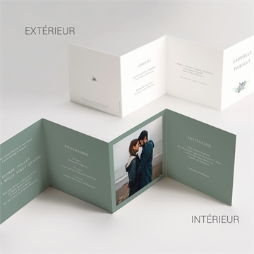 Faire-part mariage poésie d'aquarelle accordéon - Vue d'ensemble