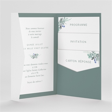 Faire-part mariage poésie d'aquarelle pocketfold - Intérieur du faire-part