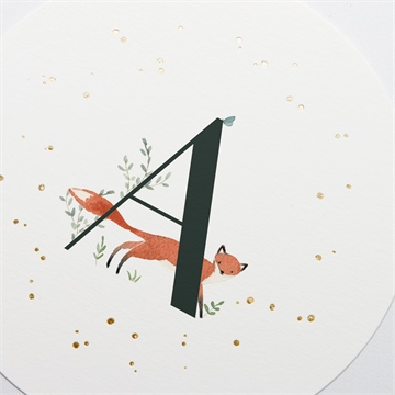 Faire-part naissance première initiale avec dorure - Détail du faire-part