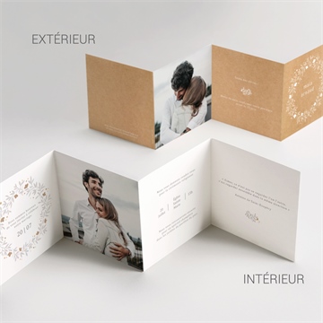 Faire-part mariage gravure accordéon - Vue détaillée