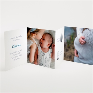 Faire-part naissance petits portraits accordéon - Intérieur du faire-part